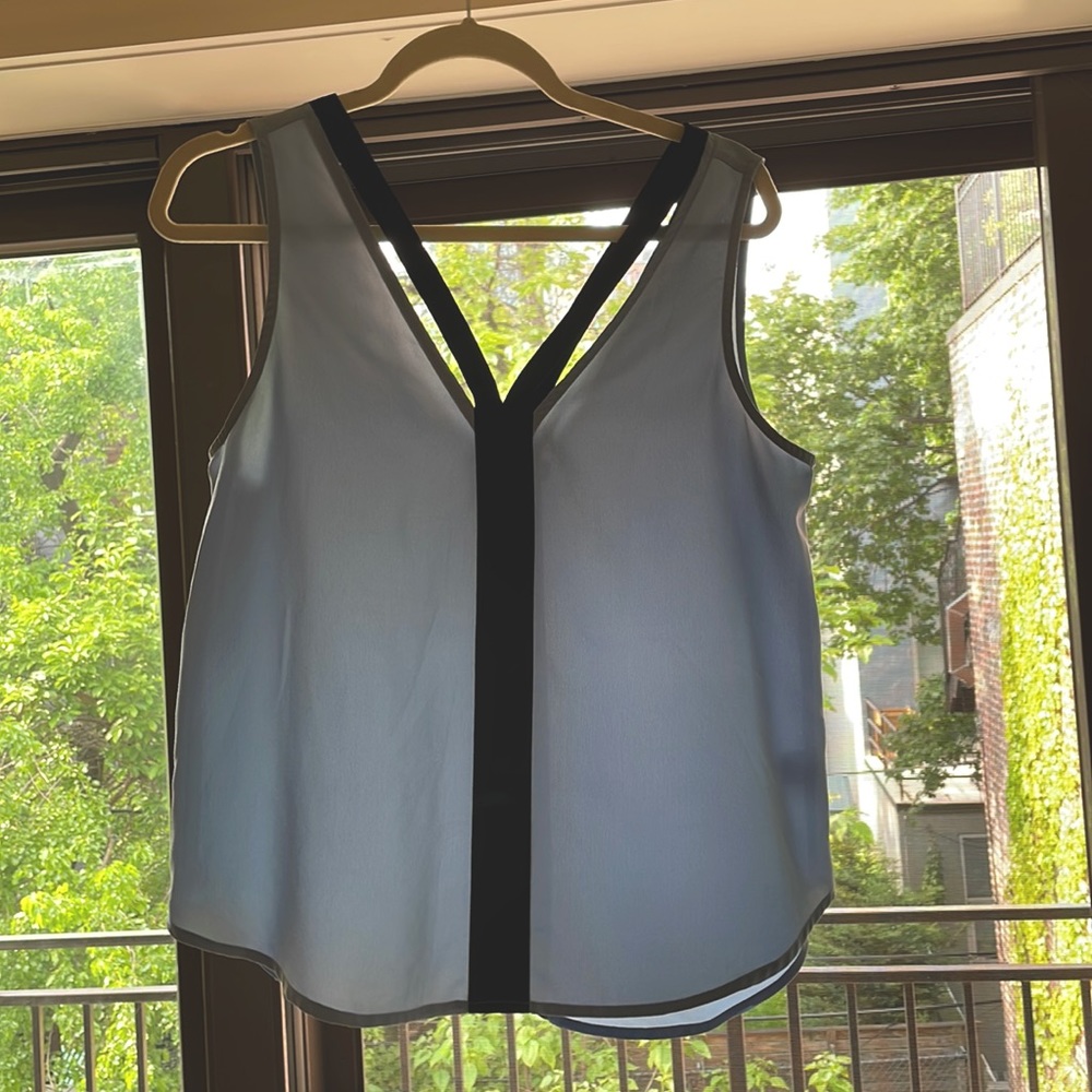 Trouve 'double v' blue colorblock blouse tank